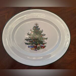 Cuthbertson Christmas platter. 12 inch oval. Good condition.